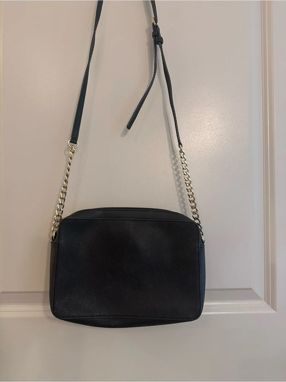 Michael Kors Black Crossbody Camera Bag with Gold Chain
